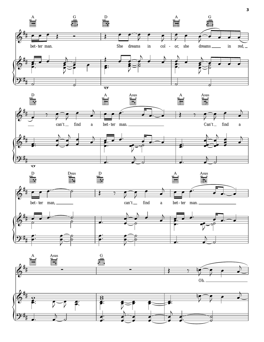 Better Man Better Man Piano, Vocal, Guitar scores gallery preview page 3