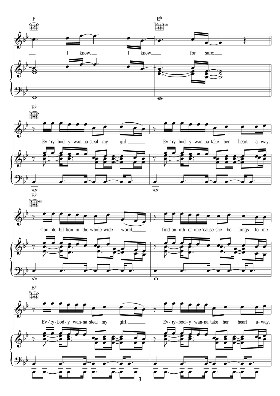 Steal My Girl Steal My Girl Piano, Vocal, Guitar scores gallery preview page 3
