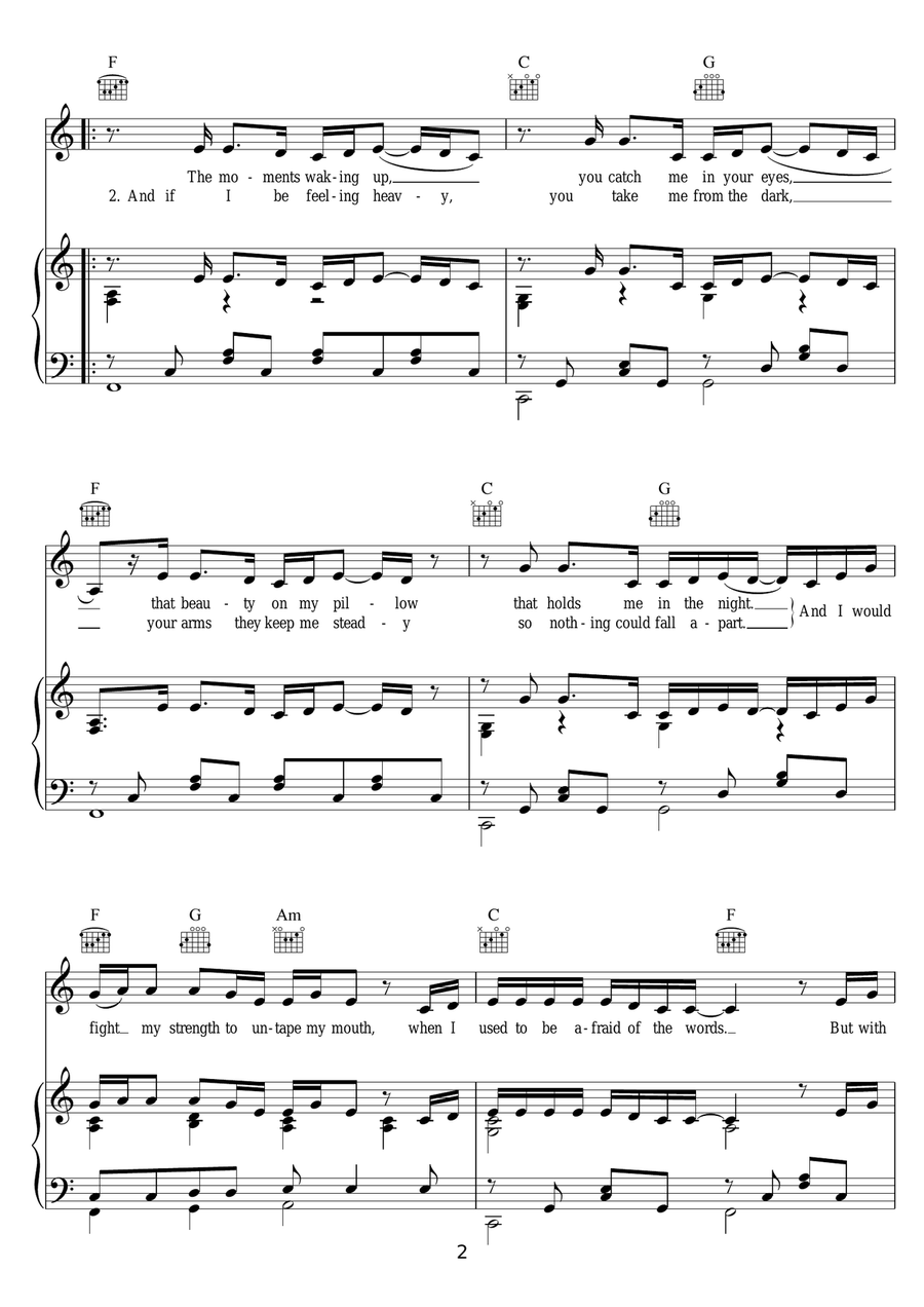 Yours Piano, Vocal, Guitar scores gallery preview page 2
