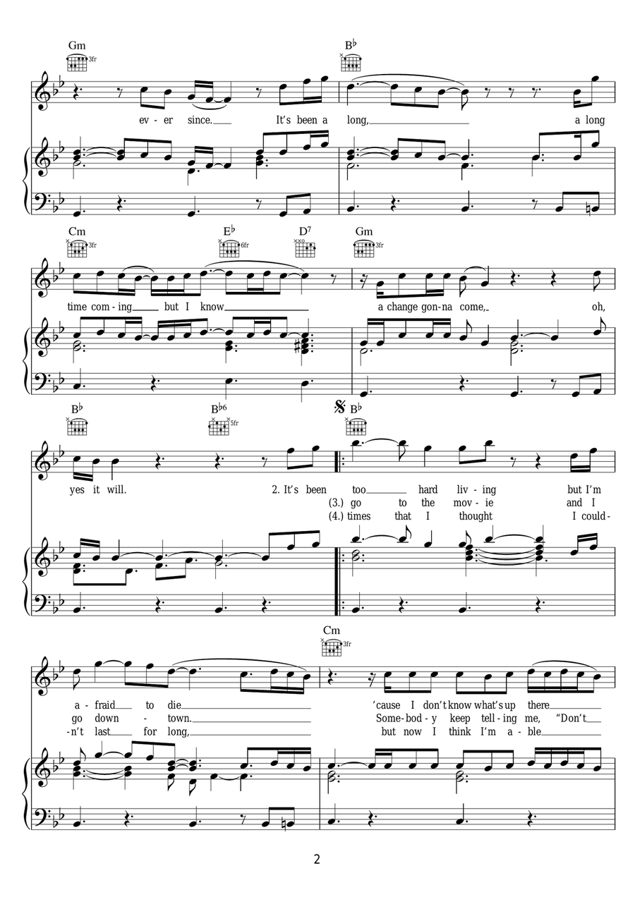 A Change Is Gonna Come A Change Is Gonna Come Piano, Vocal, Guitar scores gallery preview page 2