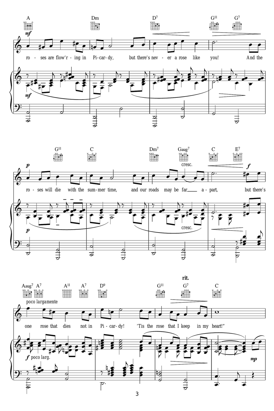 Roses Of Picardy Roses Of Picardy Piano, Vocal, Guitar scores gallery preview page 3