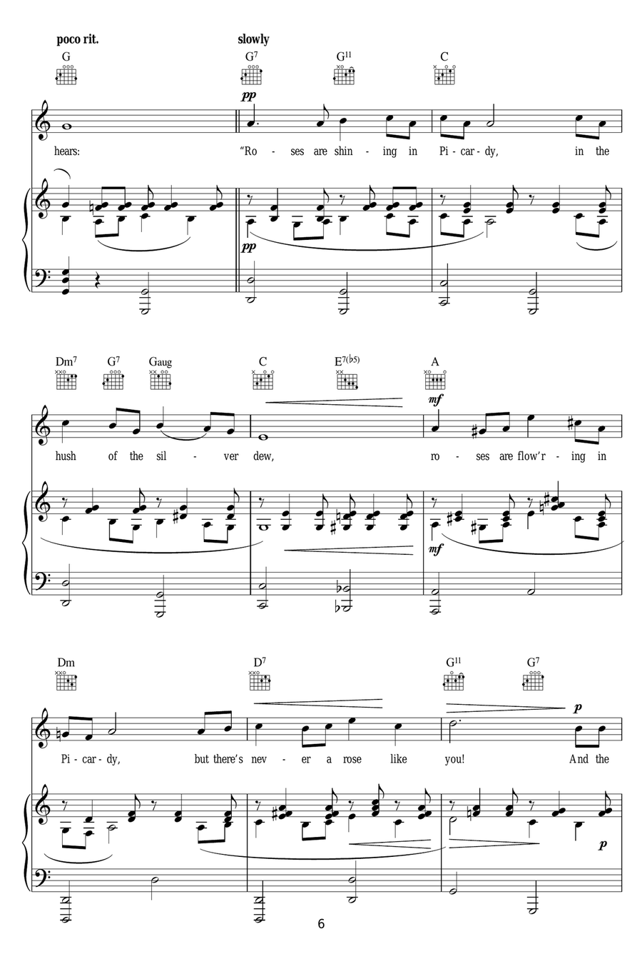 Roses Of Picardy Roses Of Picardy Piano, Vocal, Guitar scores gallery preview page 6