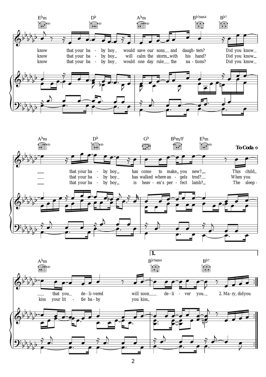 Mary, Did You Know? Mary, Did You Know? Piano, Vocal, Guitar scores gallery preview page 2