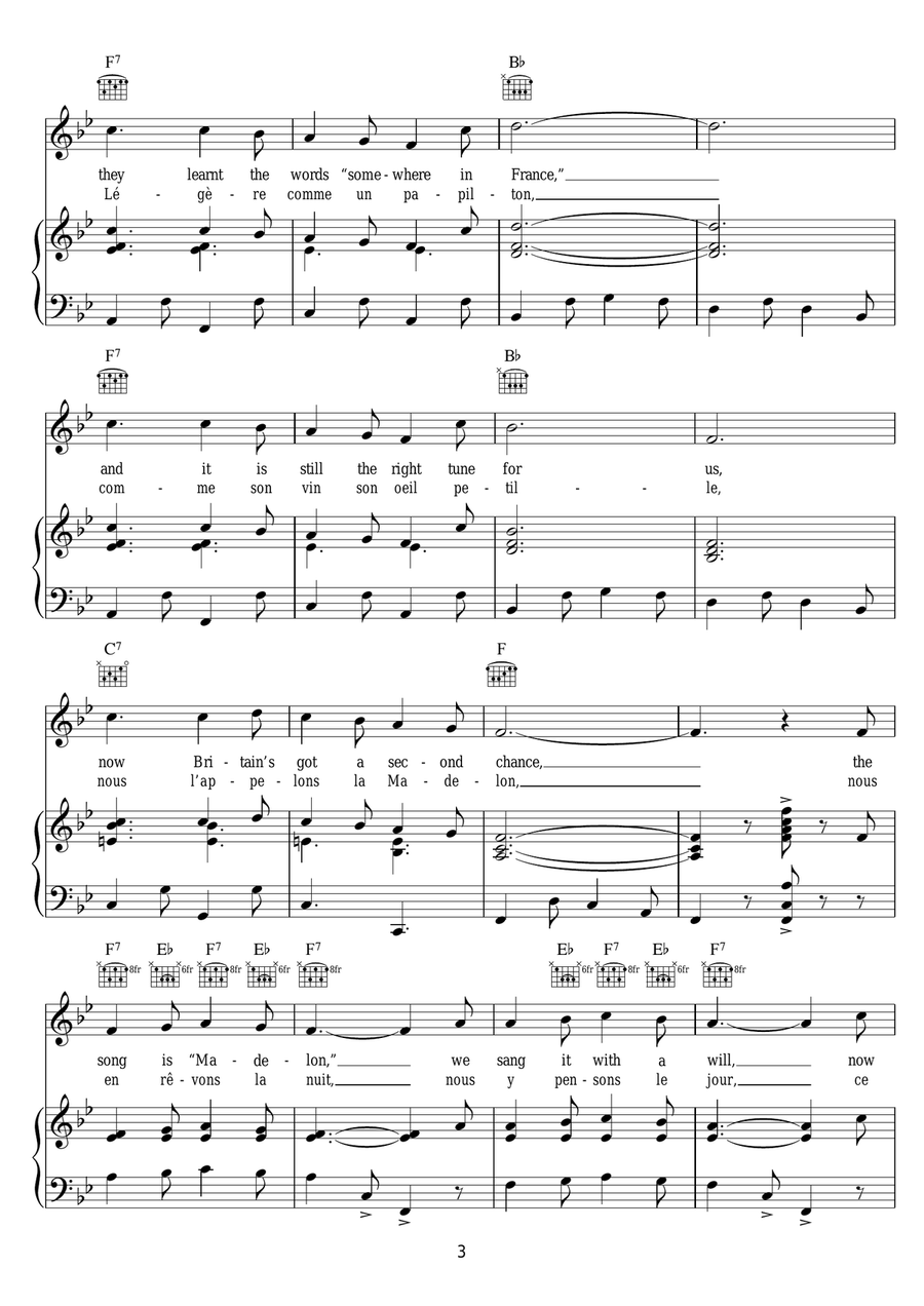 Quand Madelon Piano, Vocal, Guitar scores gallery preview page 3