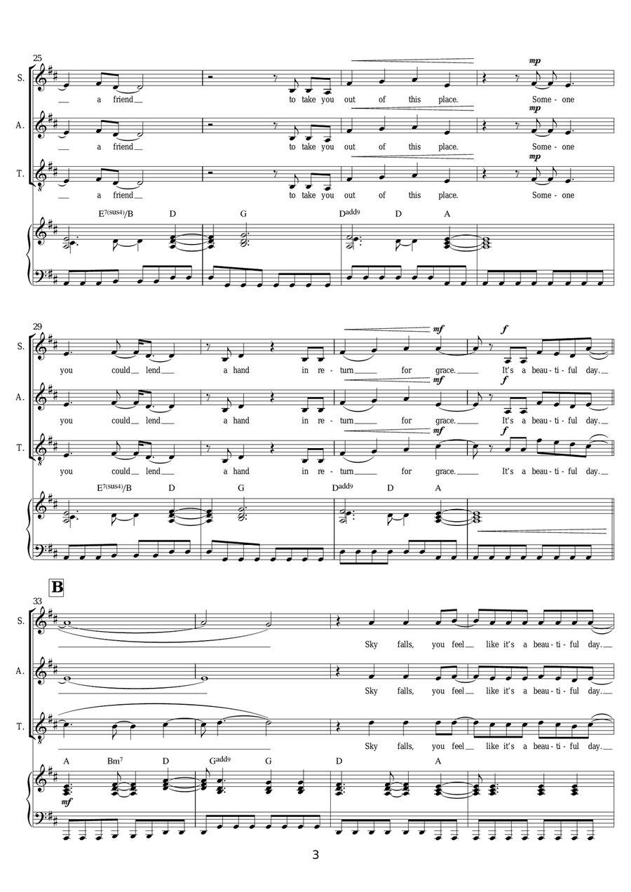 Beautiful Day Beautiful Day Piano, Vocal, Guitar scores gallery preview page 3