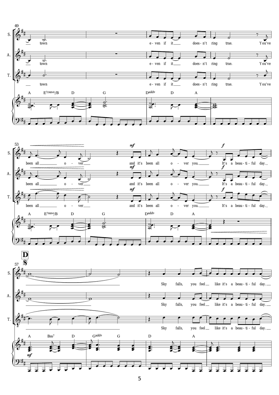 Beautiful Day Beautiful Day Piano, Vocal, Guitar scores gallery preview page 5