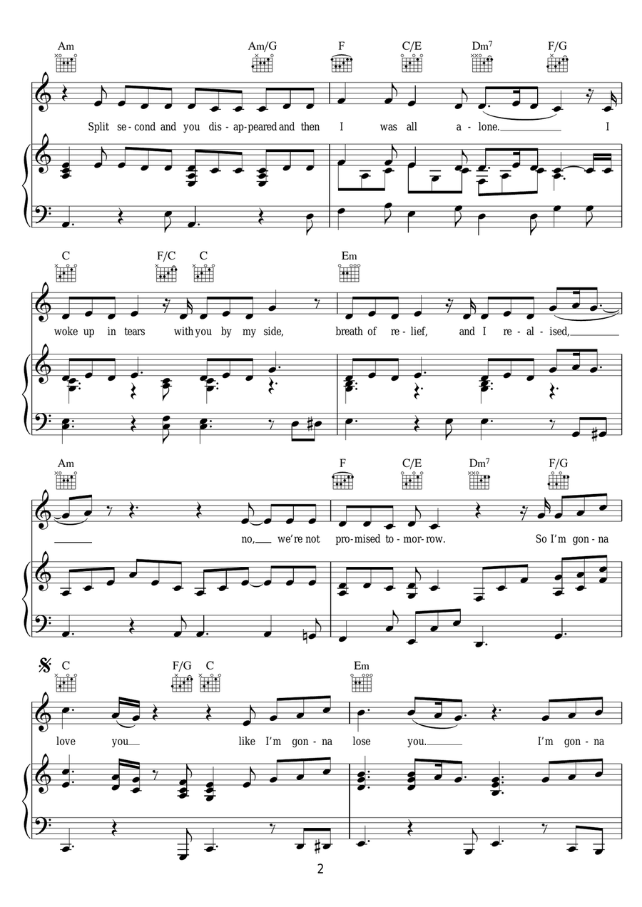 Like I'm Gonna Lose You (featuring John Legend) Piano, Vocal, Guitar scores gallery preview page 2