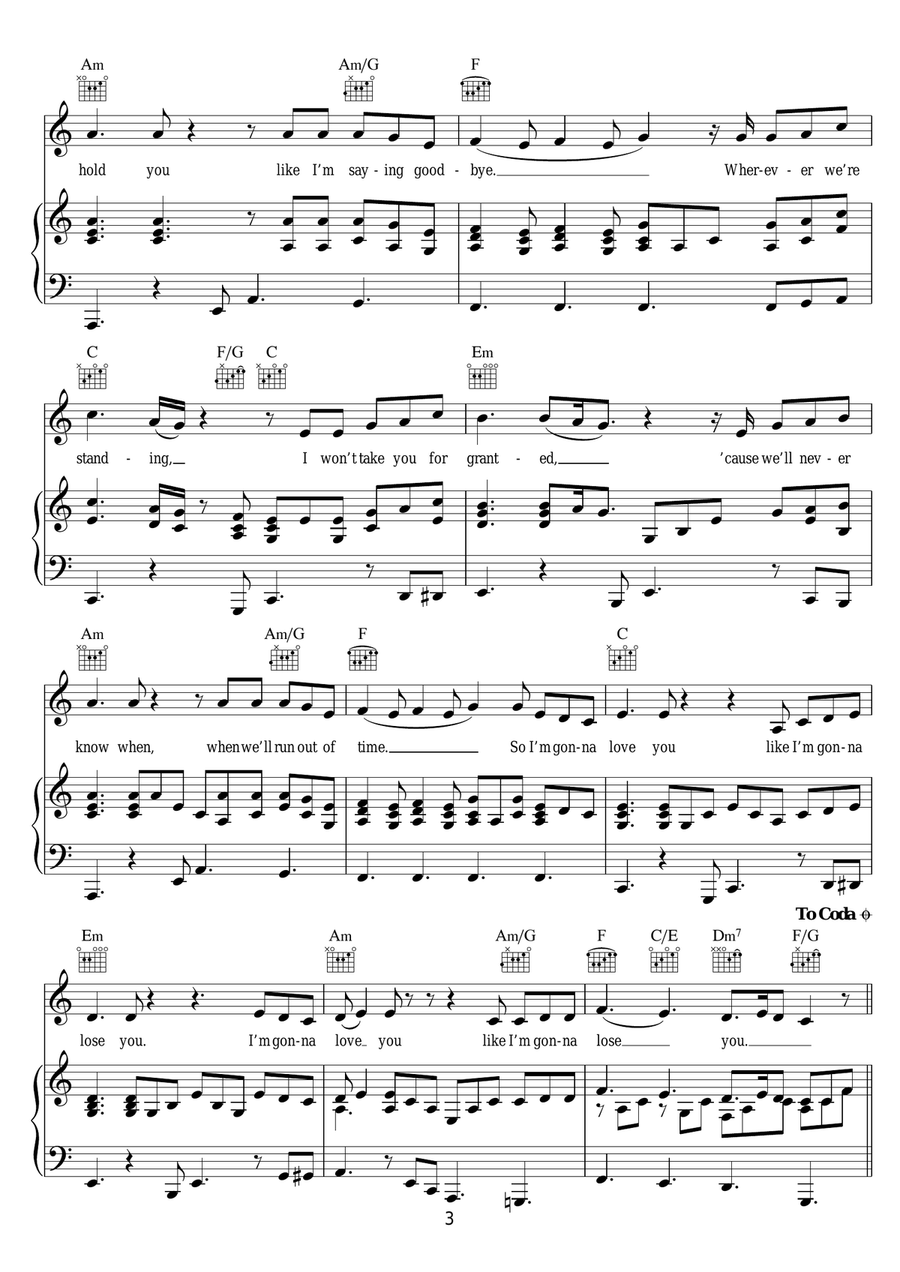 Like I'm Gonna Lose You (featuring John Legend) Piano, Vocal, Guitar scores gallery preview page 3