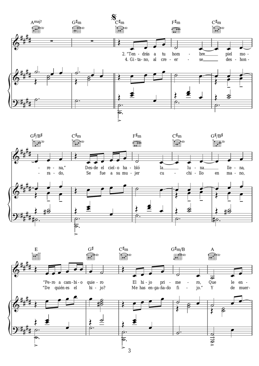 Hijo De La Luna Hijo De La Luna Piano, Vocal, Guitar scores gallery preview page 3