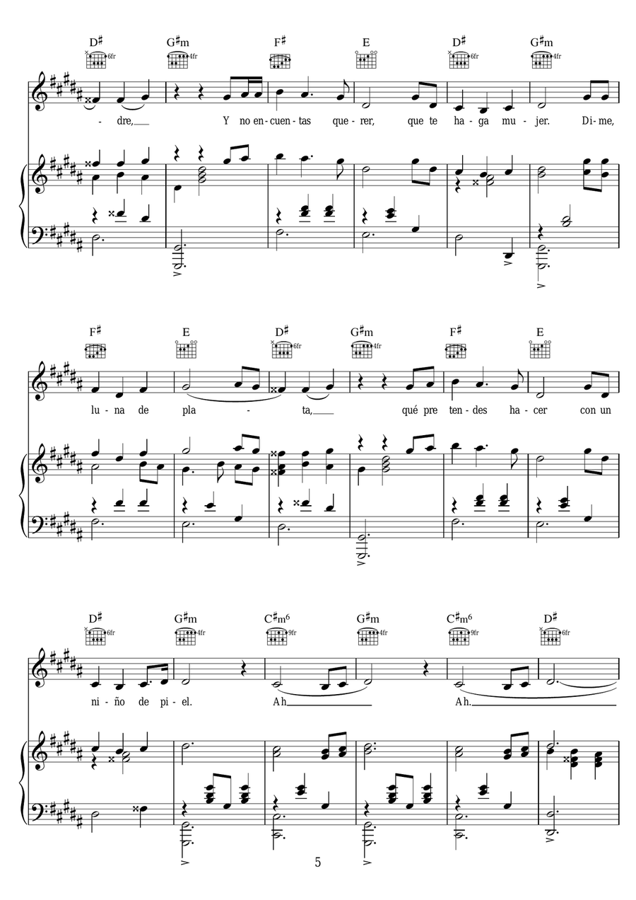 Hijo De La Luna Hijo De La Luna Piano, Vocal, Guitar scores gallery preview page 5