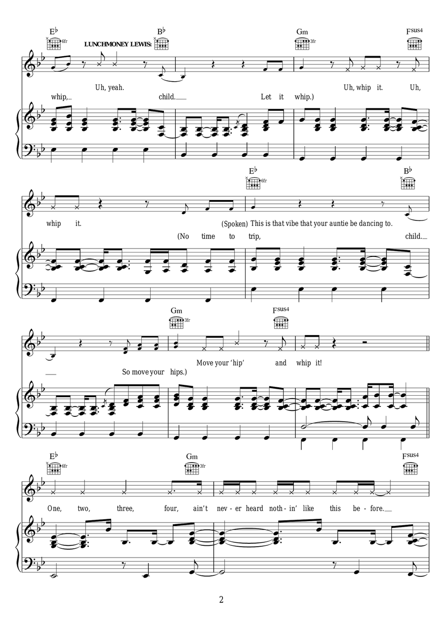 Whip It Whip It Piano, Vocal, Guitar scores gallery preview page 2