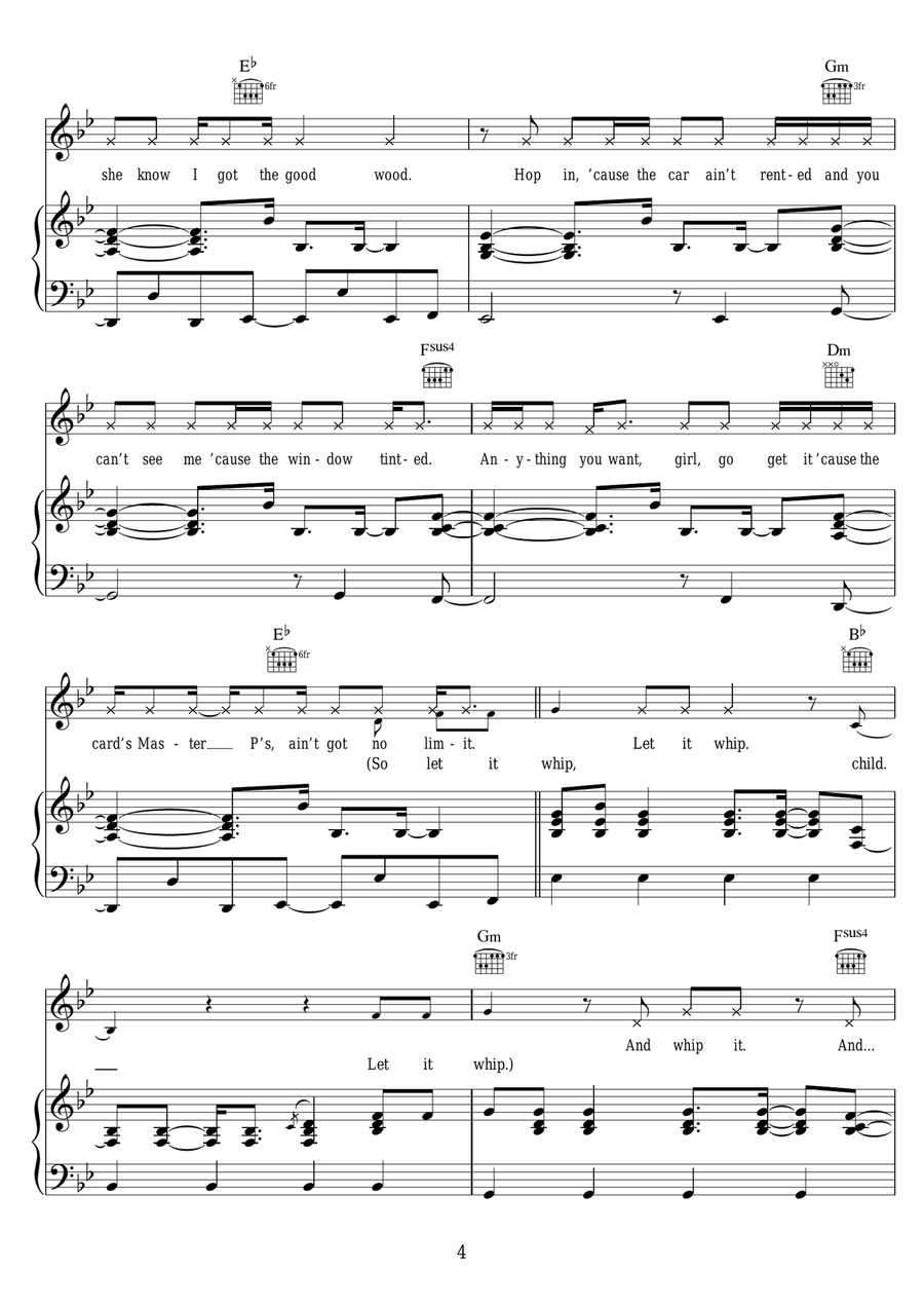 Whip It Whip It Piano, Vocal, Guitar scores gallery preview page 4