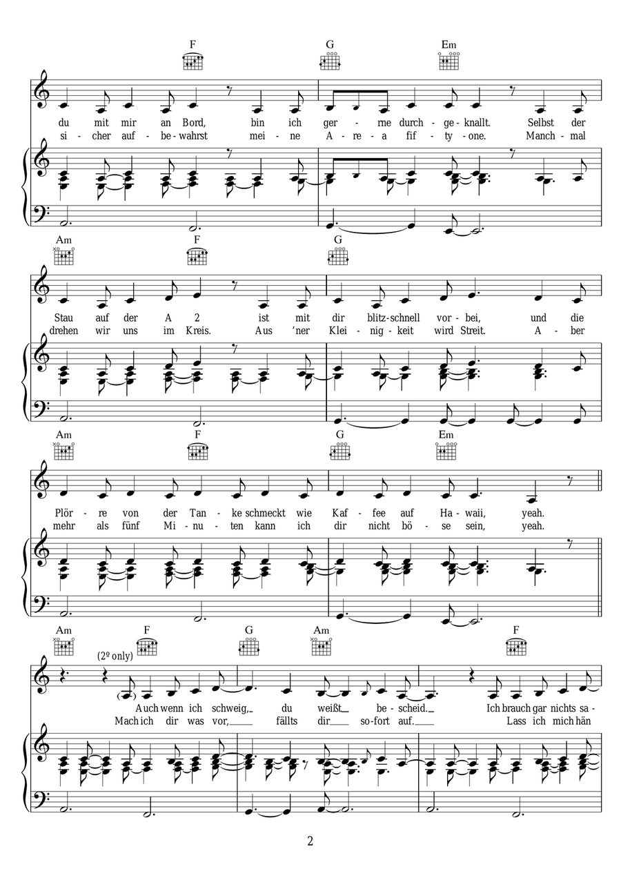 Lieblingsmensch Lieblingsmensch Piano, Vocal, Guitar scores gallery preview page 2
