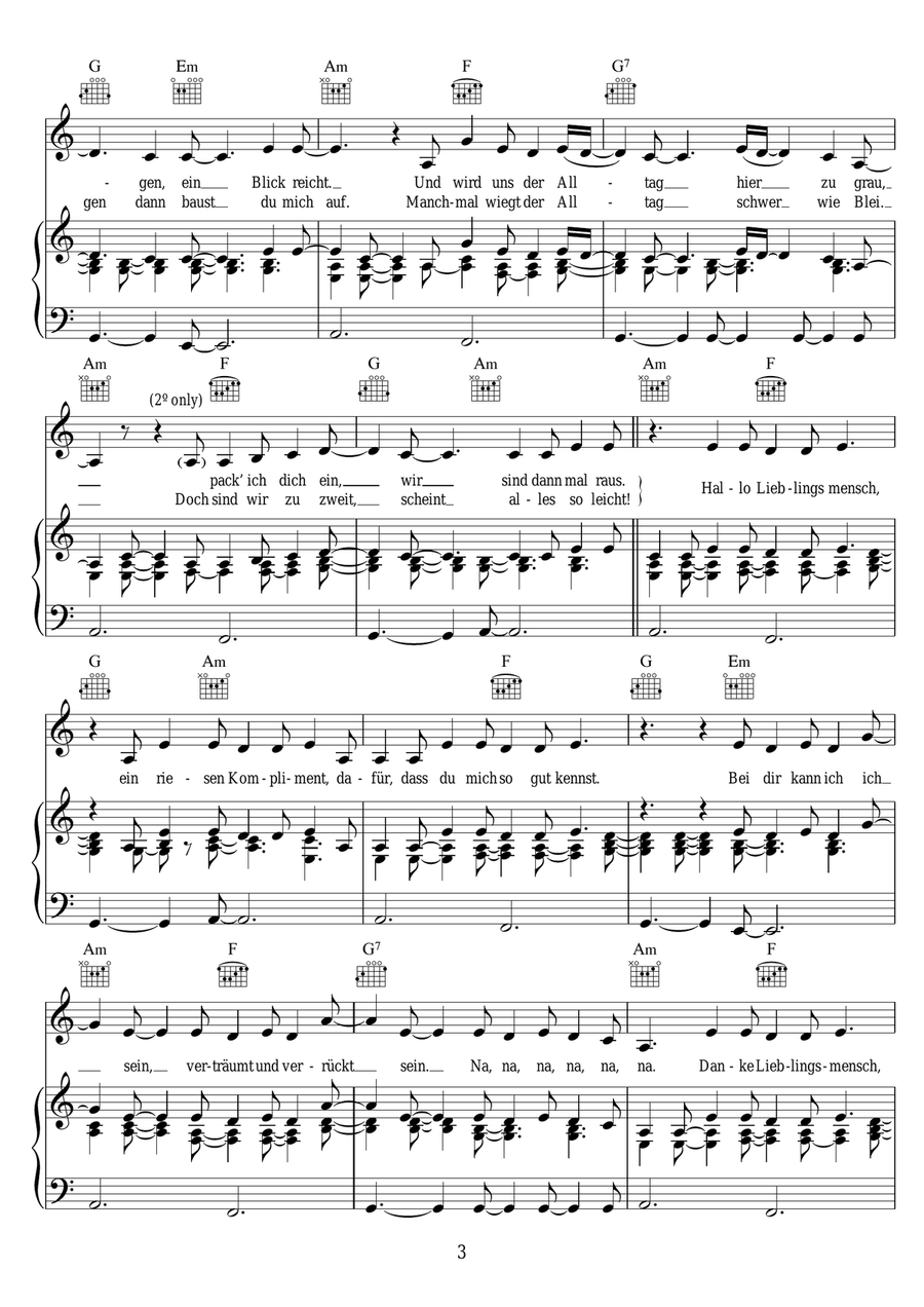 Lieblingsmensch Lieblingsmensch Piano, Vocal, Guitar scores gallery preview page 3
