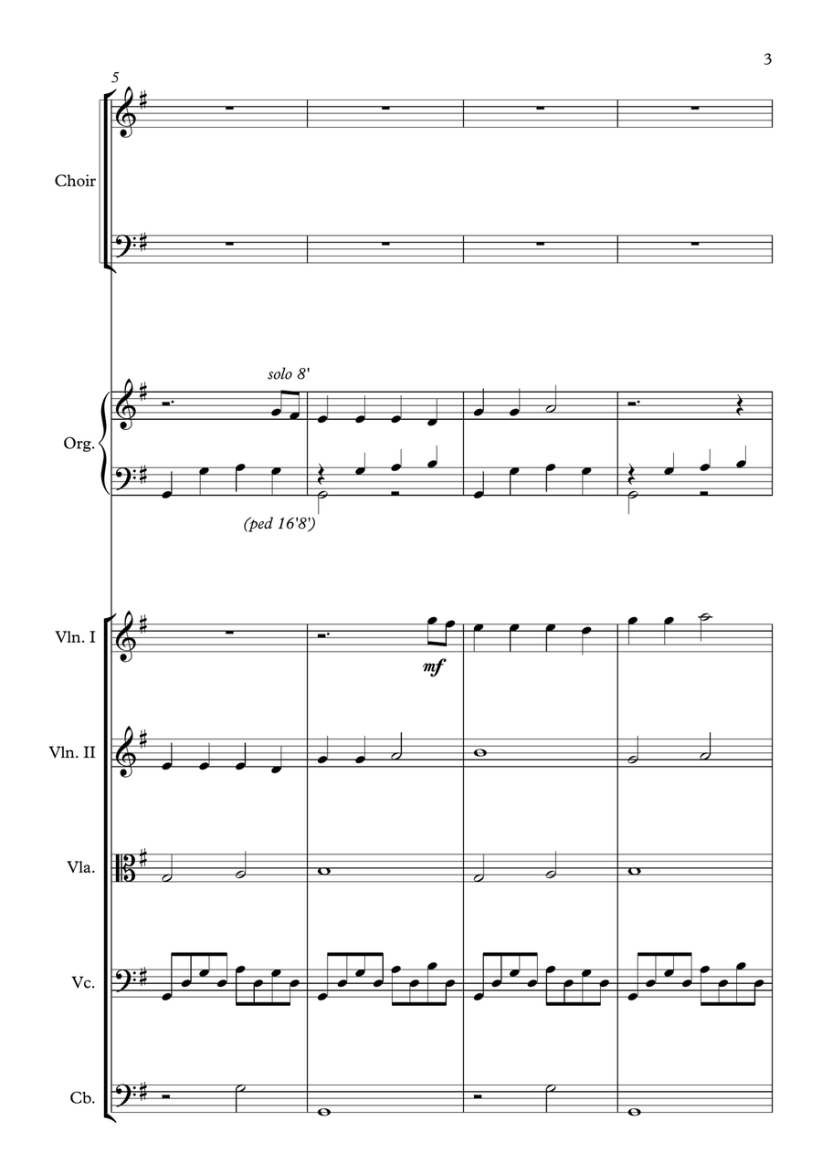 Concertato Hymn, I Heard The Voice Of Jesus Say, for SATB Choir, Organ, and String Orchestra 4-Part scores gallery preview page 3