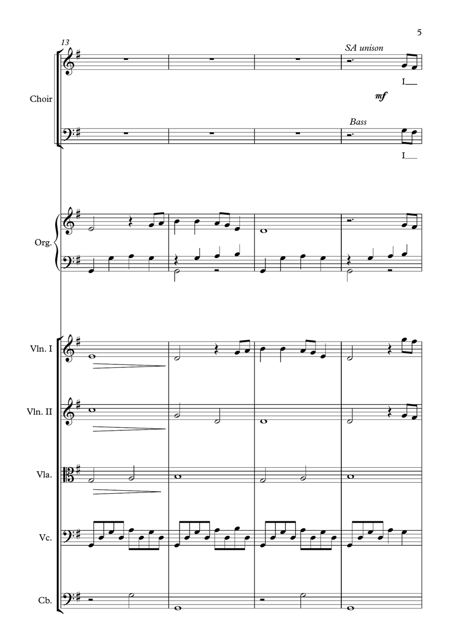 Concertato Hymn, I Heard The Voice Of Jesus Say, for SATB Choir, Organ, and String Orchestra 4-Part scores gallery preview page 5