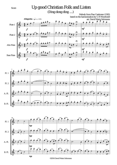 Up good Christian Folk and Listen (Ding dong ding ...) for flute quartet