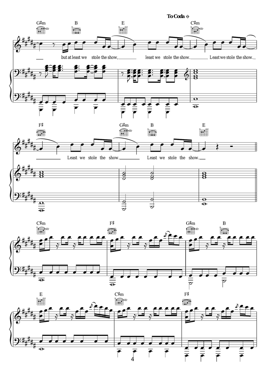 Stole The Show (featuring Parson James) Piano, Vocal, Guitar scores gallery preview page 4