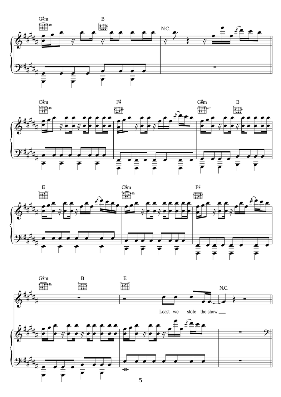Stole The Show (featuring Parson James) Piano, Vocal, Guitar scores gallery preview page 5