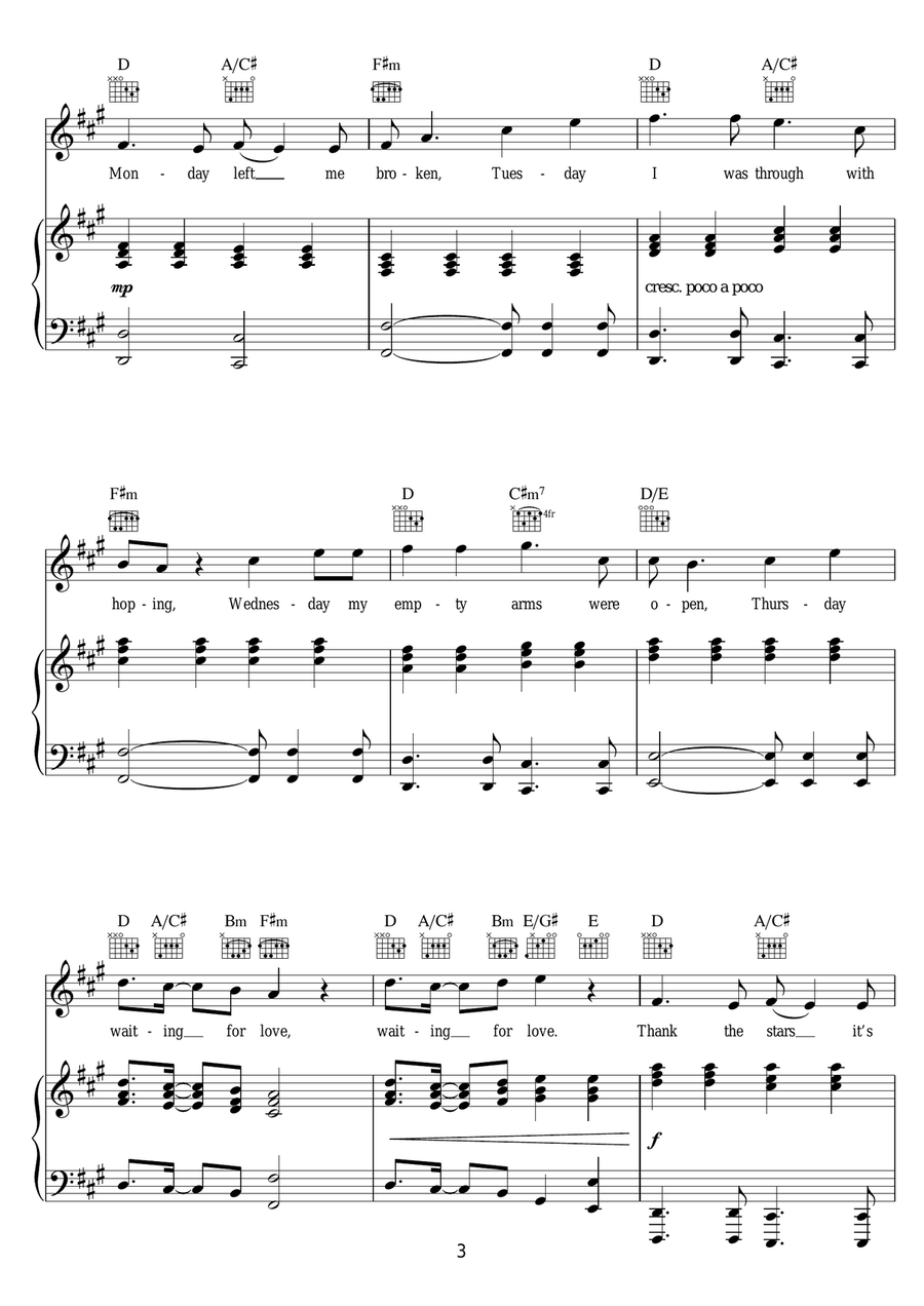 Waiting For Love Waiting For Love Piano, Vocal, Guitar scores gallery preview page 3