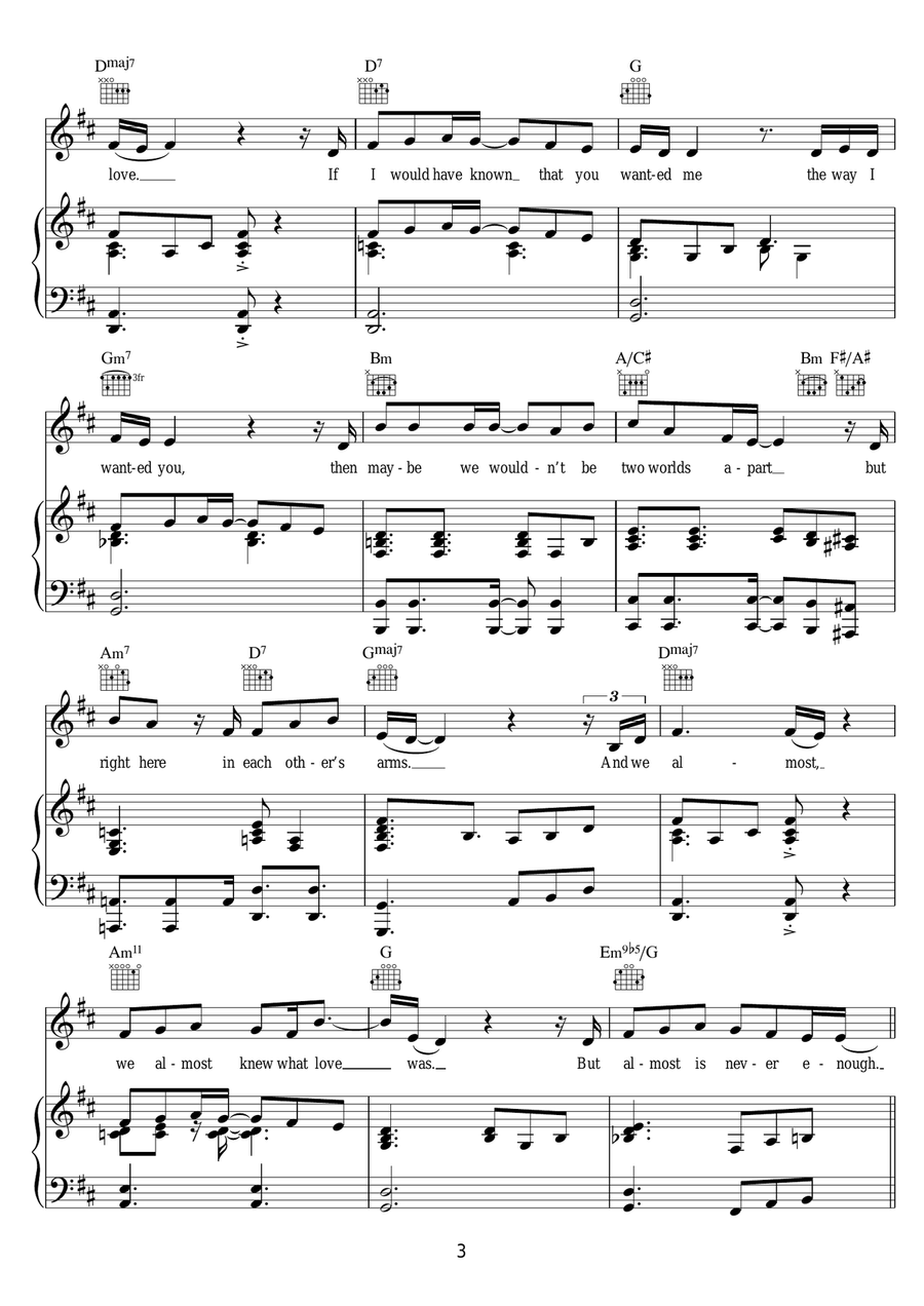 Almost Is Never Enough (featuring Nathan Sykes) Piano, Vocal, Guitar scores gallery preview page 3