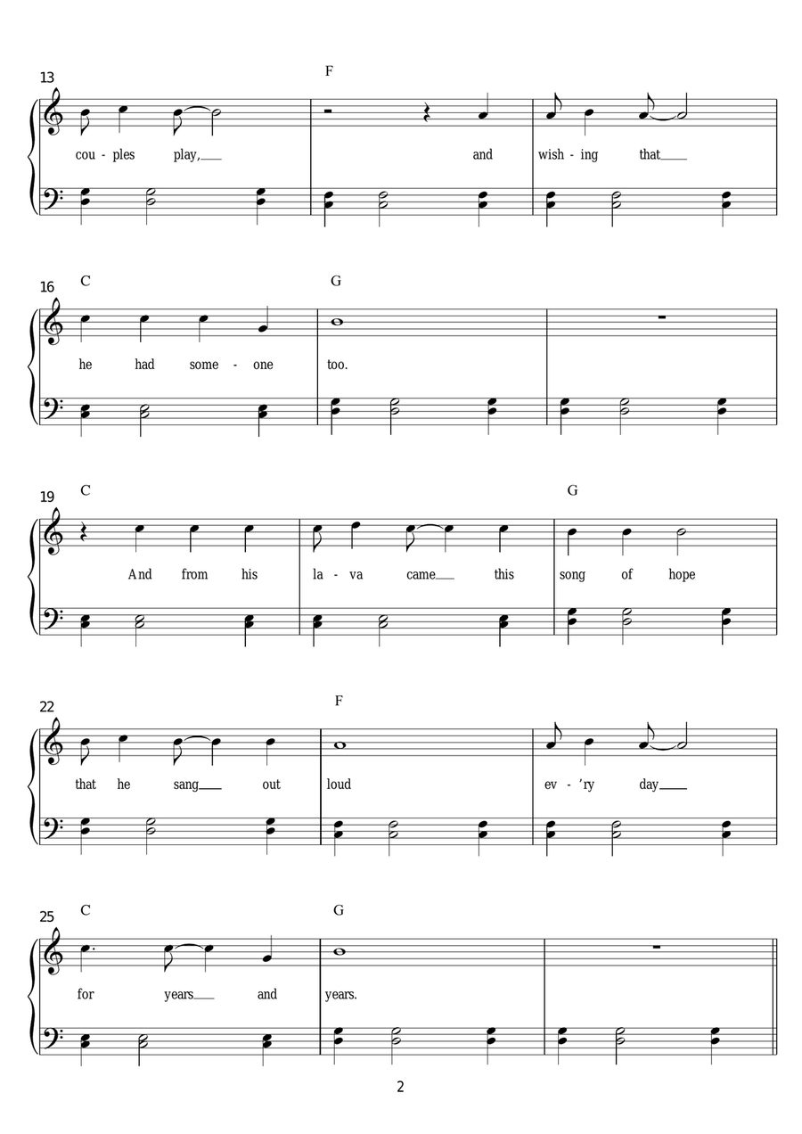 Lava (from Lava) Lava (from Lava) Piano, Vocal, Guitar scores gallery preview page 2