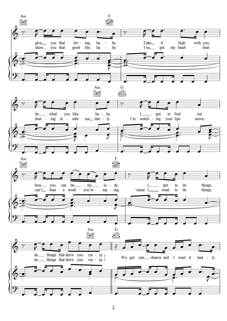 Kiss Me Kiss Me Piano, Vocal, Guitar scores gallery preview page 2