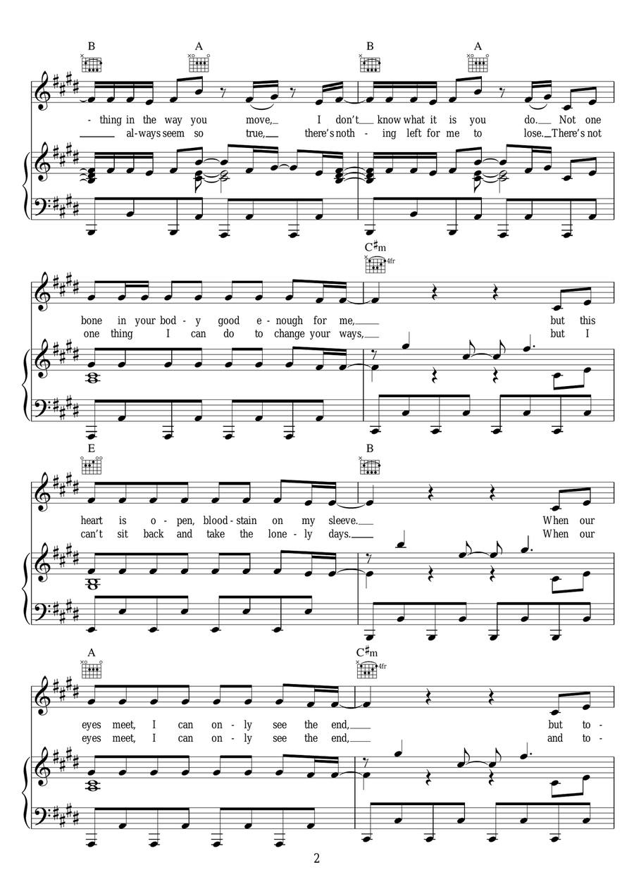 Something In The Way You Move Piano, Vocal, Guitar scores gallery preview page 2