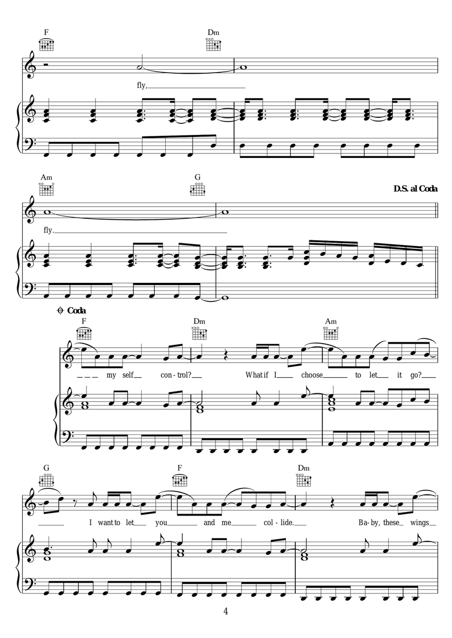 Wings Wings Piano, Vocal, Guitar scores gallery preview page 4