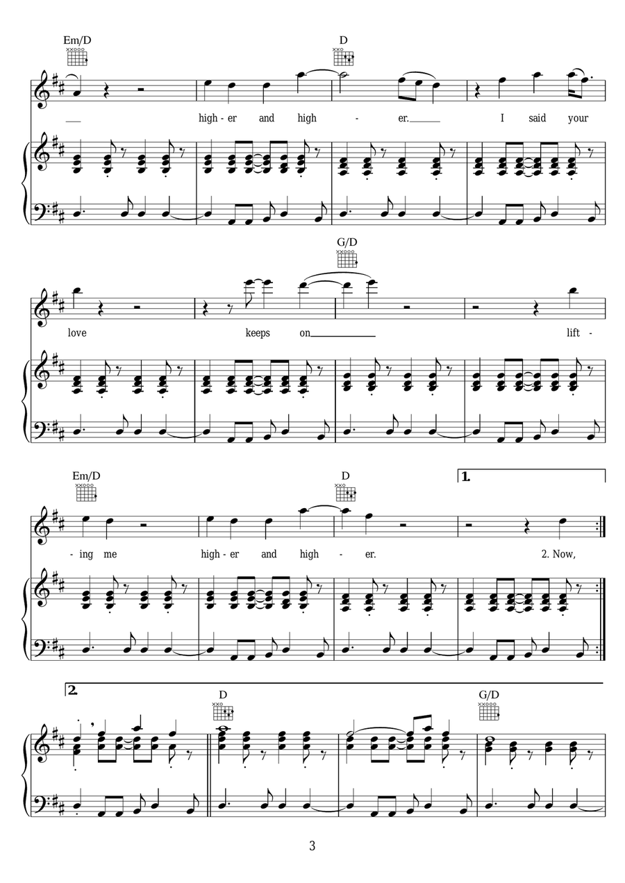 (Your Love Has Lifted Me) Higher And Higher Piano, Vocal, Guitar scores gallery preview page 3
