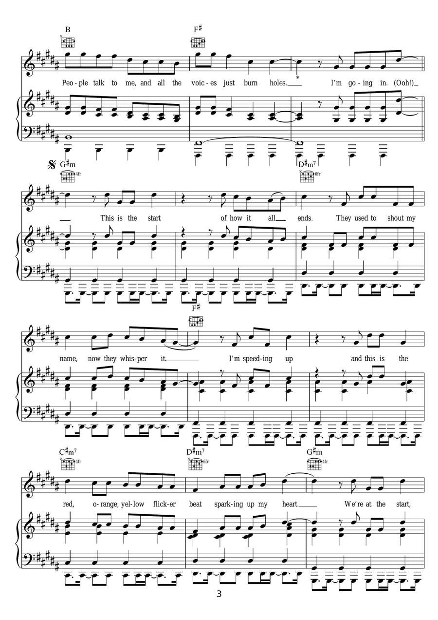 Yellow Flicker Beat Yellow Flicker Beat Piano, Vocal, Guitar scores gallery preview page 3