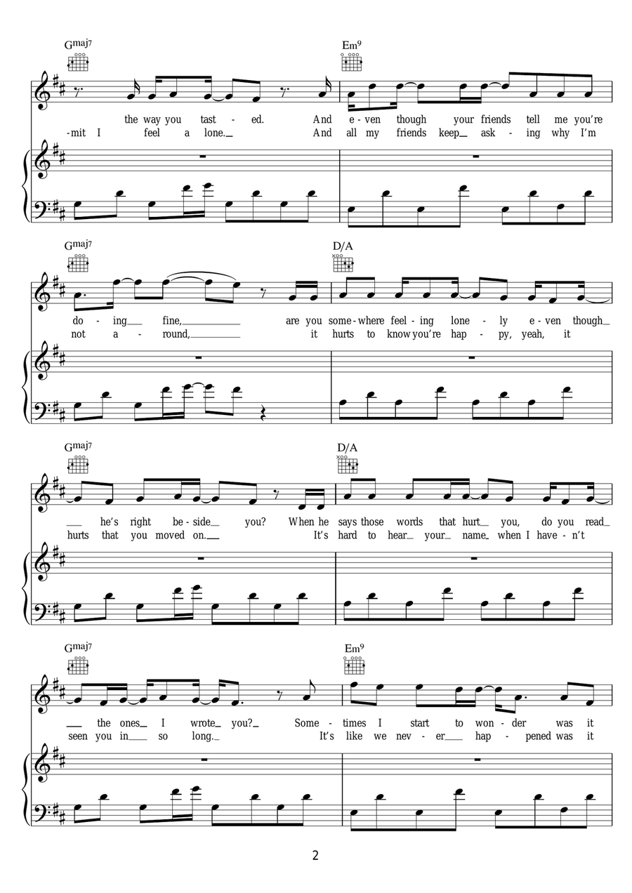 Amnesia Amnesia Piano, Vocal, Guitar scores gallery preview page 2
