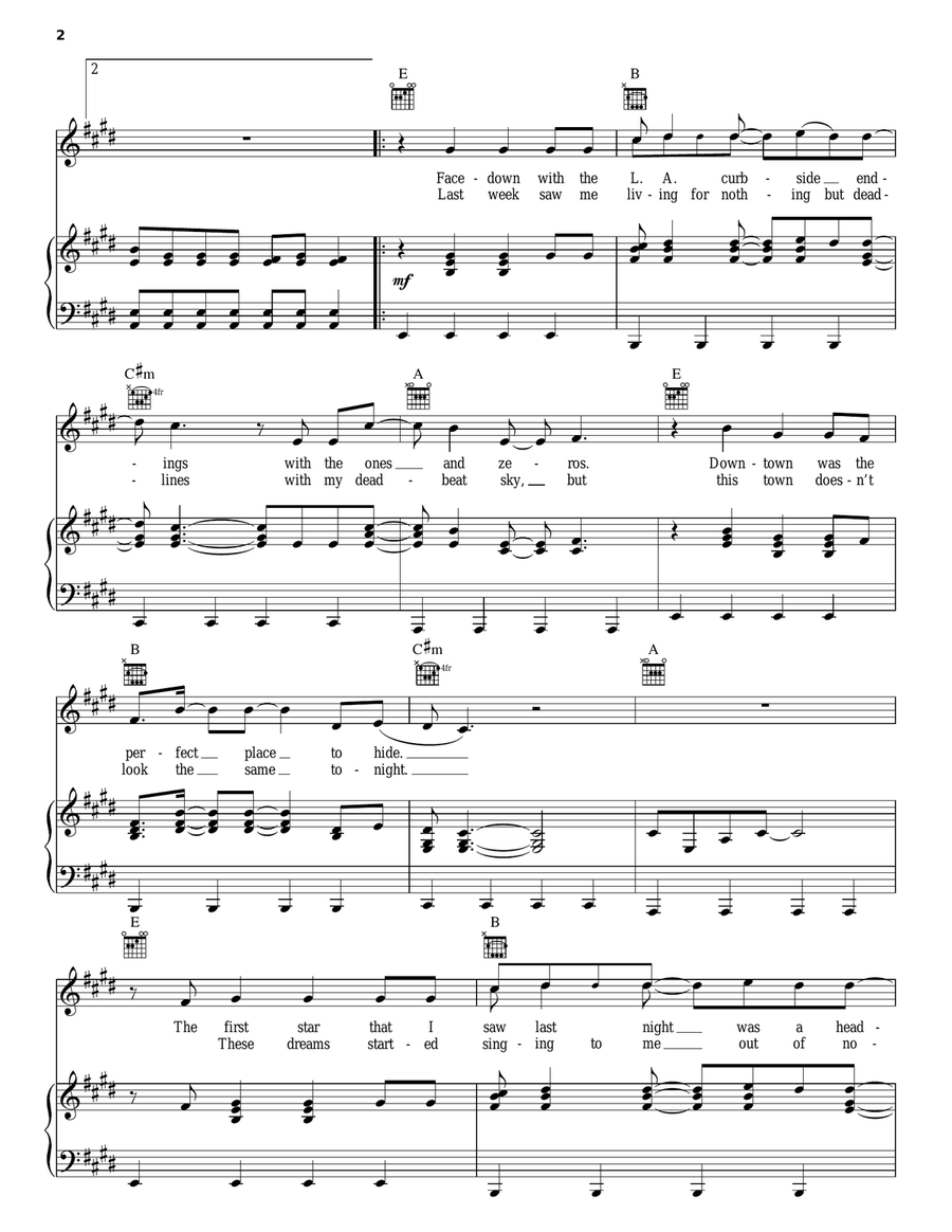 Awakening Awakening Piano, Vocal, Guitar scores gallery preview page 2