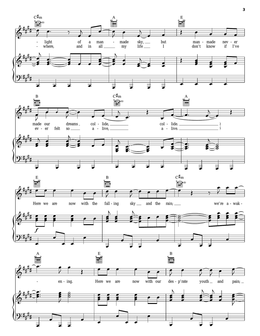 Awakening Awakening Piano, Vocal, Guitar scores gallery preview page 3