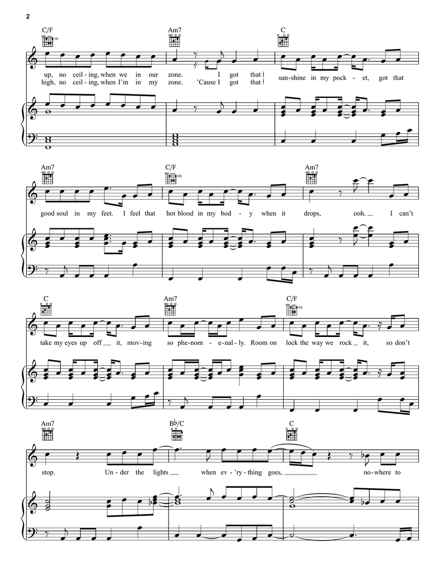 Can't Stop The Feeling Can't Stop The Feeling Piano, Vocal, Guitar scores gallery preview page 2