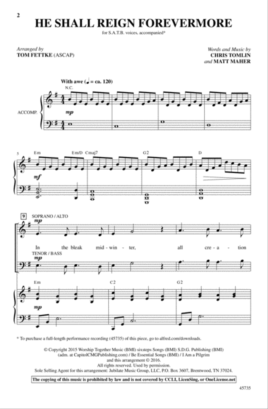 He Shall Reign Forevermore 4-Part scores gallery preview page 2