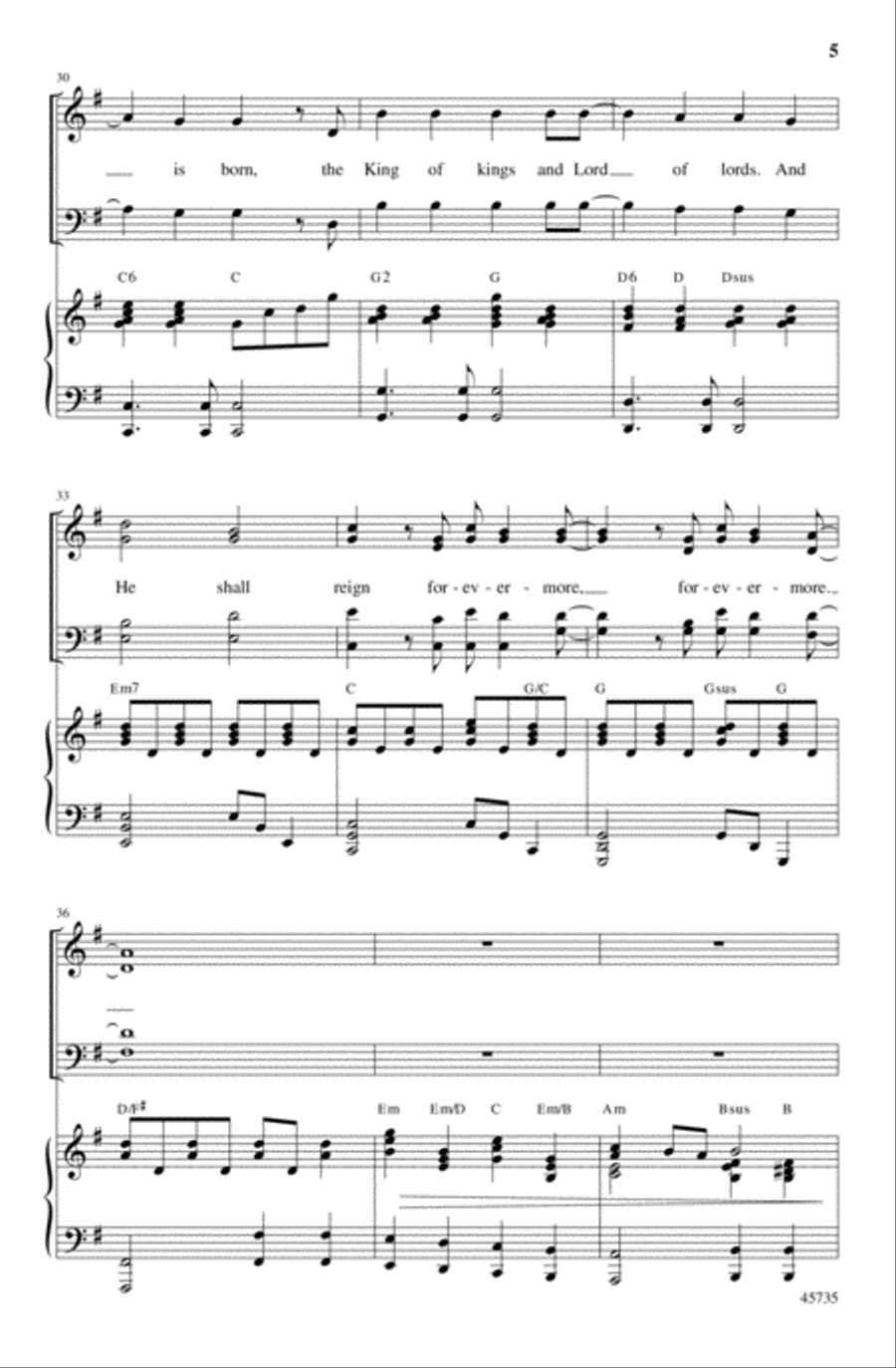 He Shall Reign Forevermore 4-Part scores gallery preview page 5