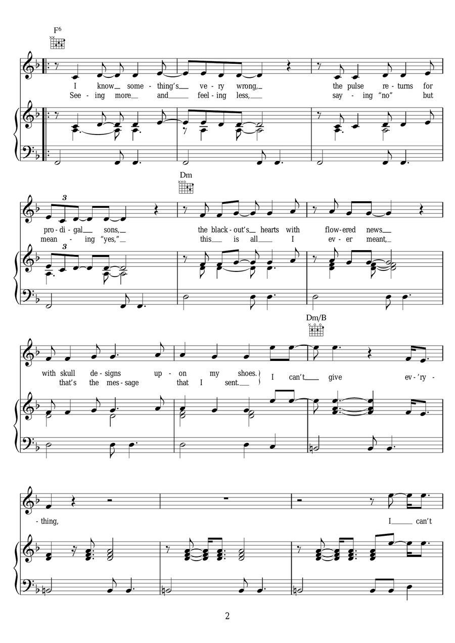 I Can't Give Everything Away Piano, Vocal, Guitar scores gallery preview page 2