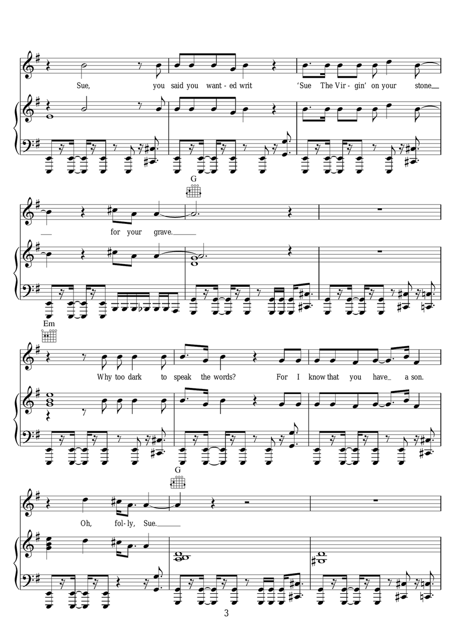 Sue (Or In A Season Of Crime) Piano, Vocal, Guitar scores gallery preview page 3