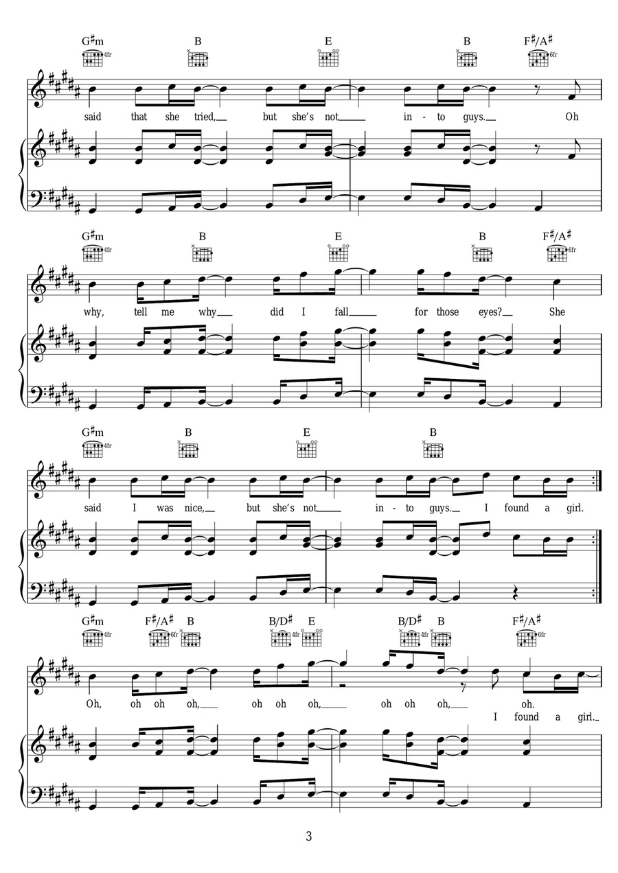 I Found A Girl I Found A Girl Piano, Vocal, Guitar scores gallery preview page 3