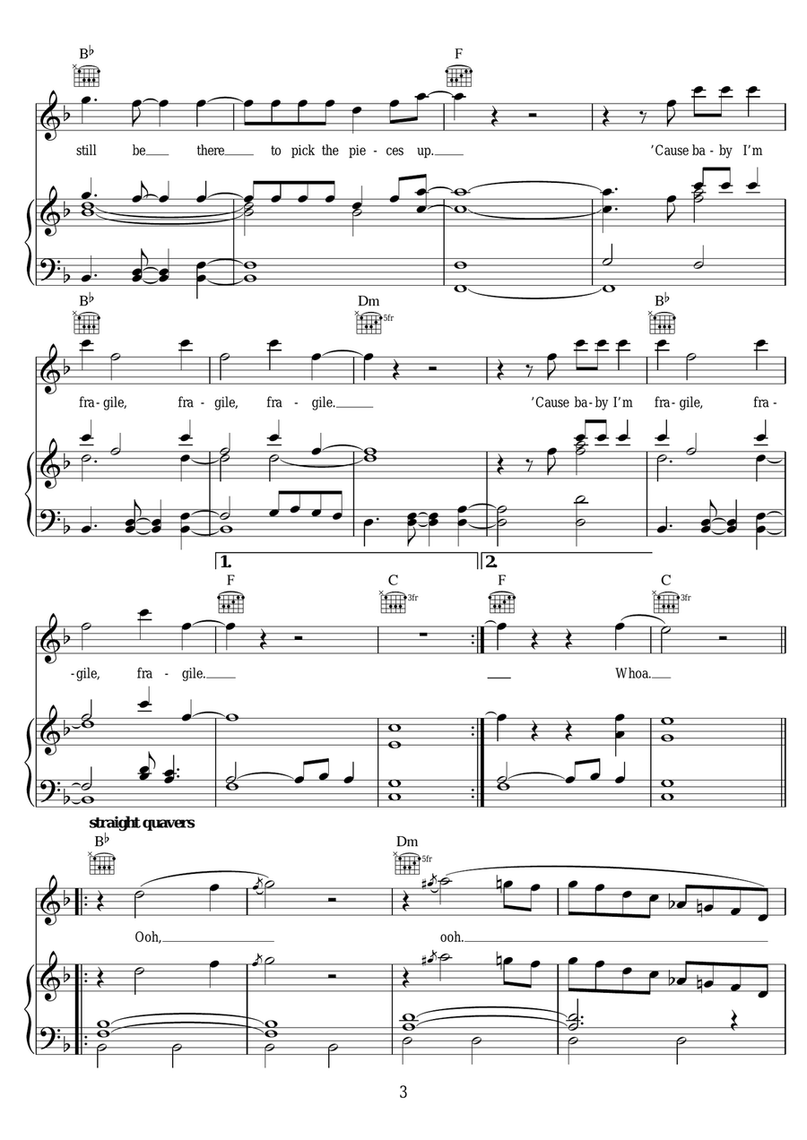 Fragile (featuring Labrinth) Piano, Vocal, Guitar scores gallery preview page 3