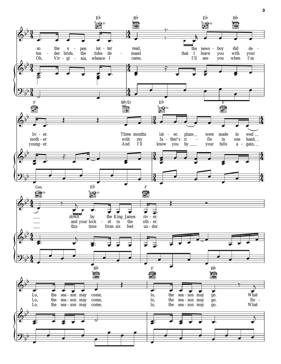 When The Master Calls The Roll Piano, Vocal, Guitar scores gallery preview page 3