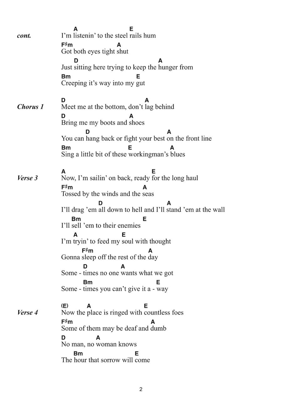 Workingman's Blues # 2 Workingman's Blues # 2 Piano, Vocal, Guitar scores gallery preview page 2