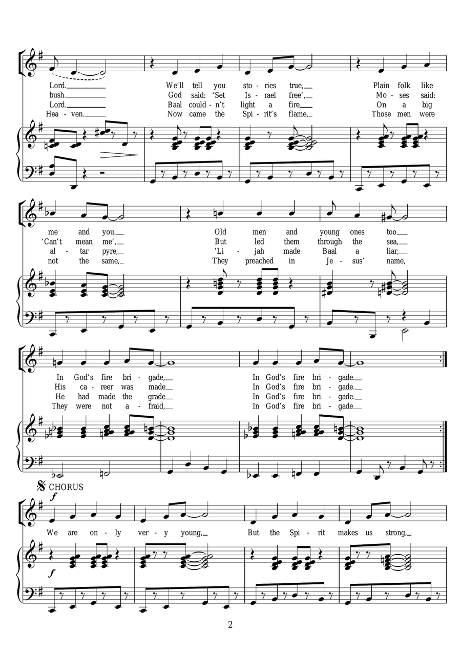 God's Fire Brigade Piano, Vocal, Guitar scores gallery preview page 2