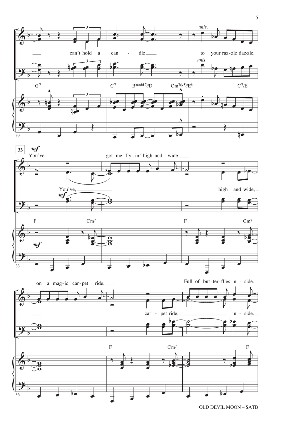 Old Devil Moon 4-Part scores gallery preview page 4