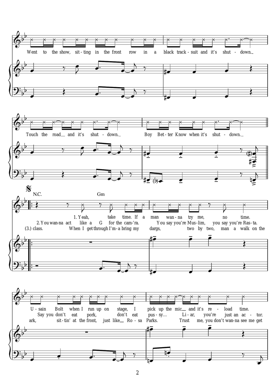 Shutdown Shutdown Piano, Vocal, Guitar scores gallery preview page 2