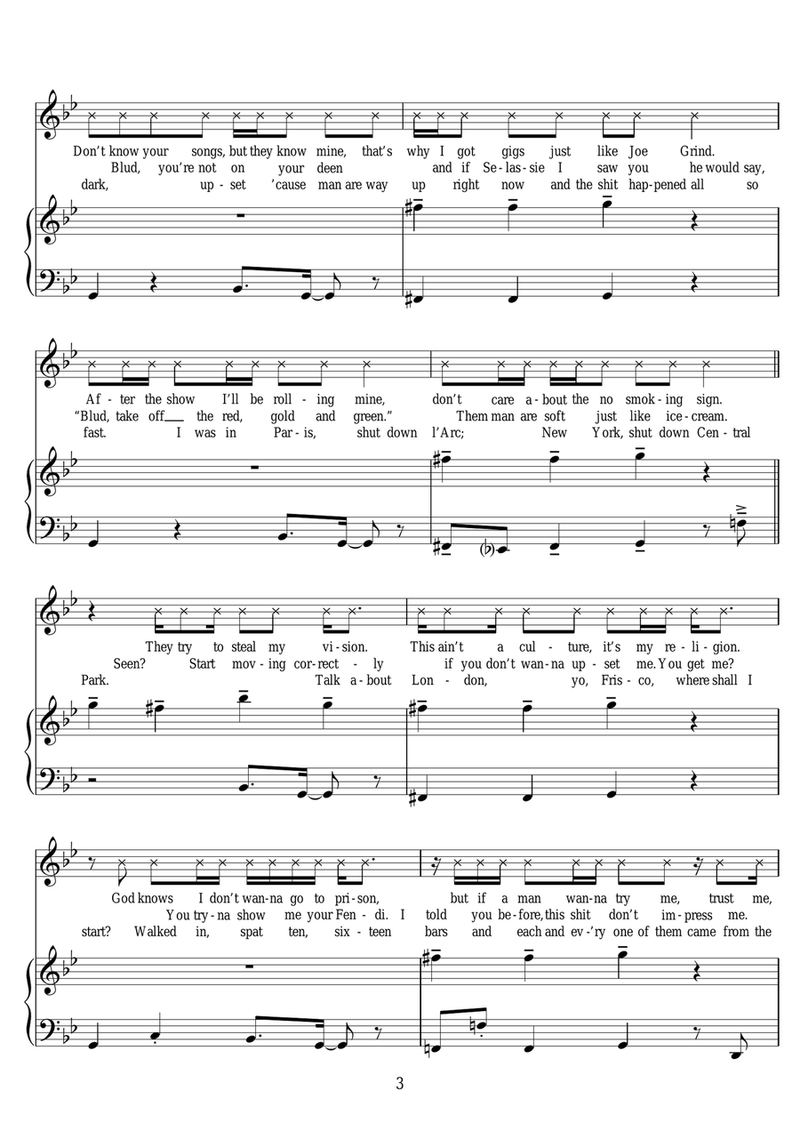 Shutdown Shutdown Piano, Vocal, Guitar scores gallery preview page 3