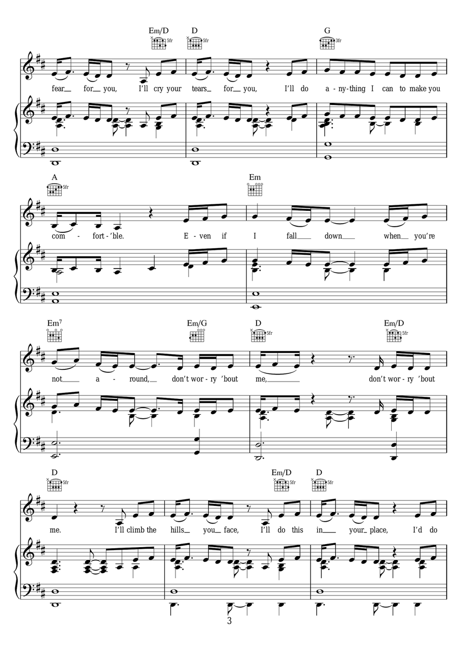 Don't Worry About Me Don't Worry About Me Piano, Vocal, Guitar scores gallery preview page 3