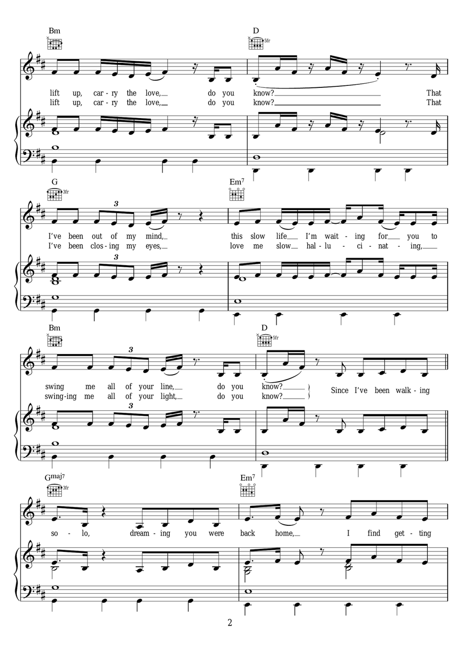 Without You Without You Piano, Vocal, Guitar scores gallery preview page 2
