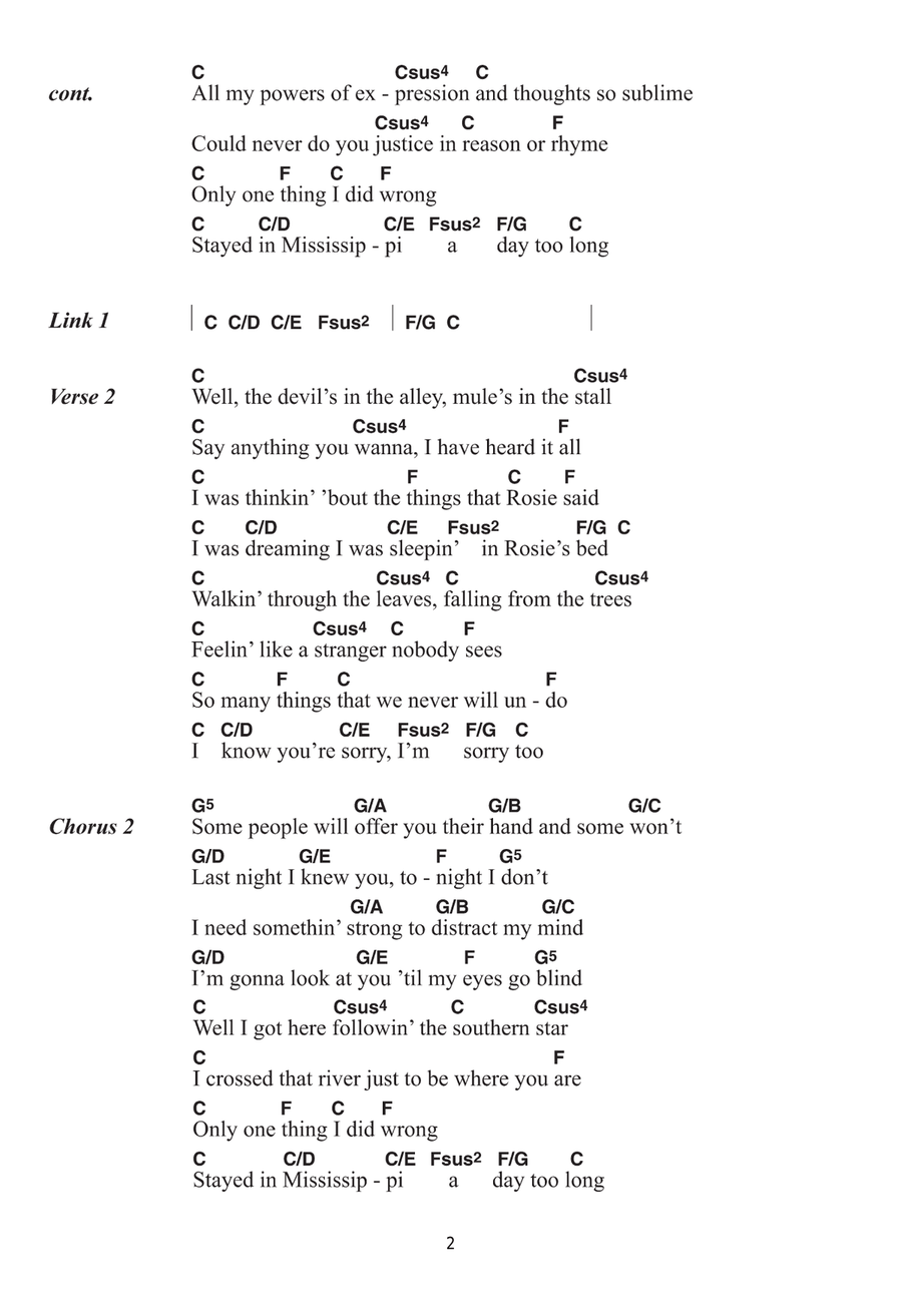 Mississippi Mississippi Piano, Vocal, Guitar scores gallery preview page 2